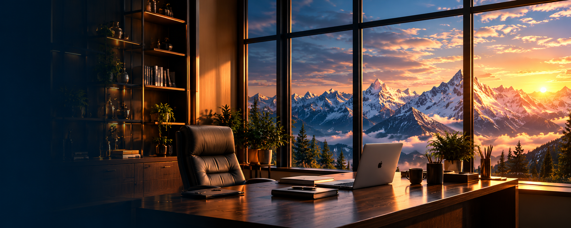 Professional office overlooking the Himalayan mountains